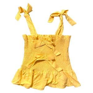 SHEIN Yellow Ruffle Sleeveless Crop Tank Top